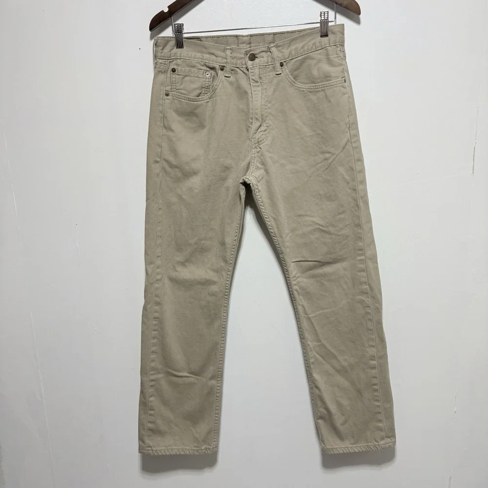 Levis 505 Jeans Mens 32 X 30 Khaki Tan Straight Regular Fit Cotton Denim